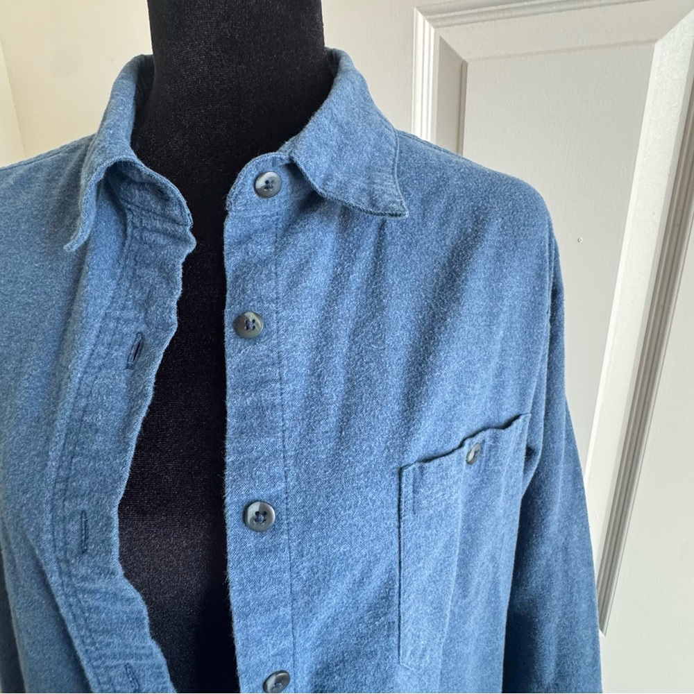 Woolrich Blue 100% Cotton Button-Up Women’s Collared Shirt Long Sleeve Size L